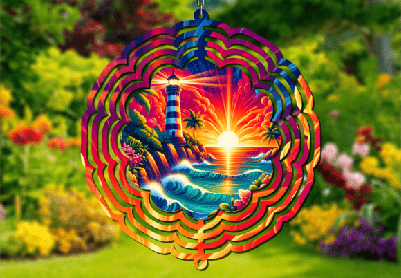 Bring Coastal Charm to Your Projects with the Vibrant Tropical Lighthouse Wind Spinner