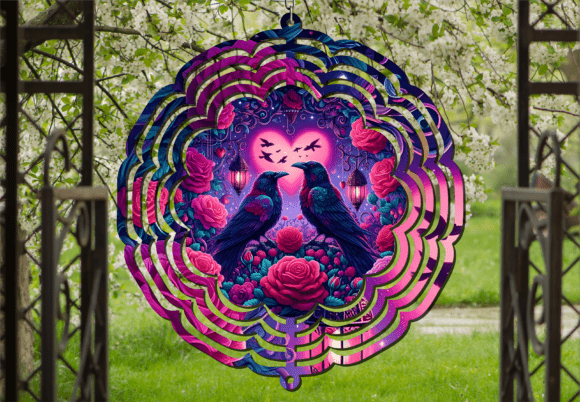 Crows Heart Floral Night Wind Spinner: A Dynamic Design Asset