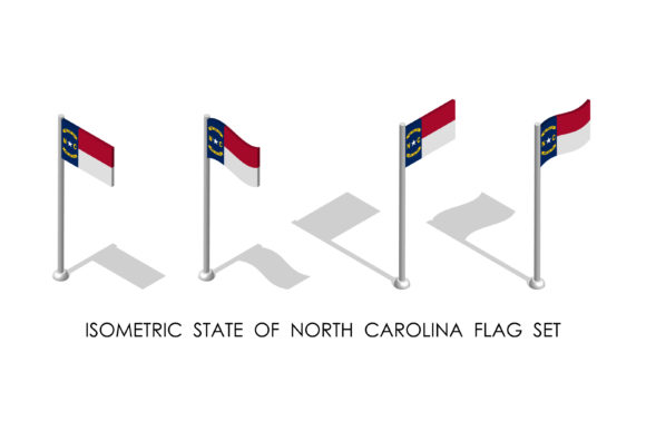Isometric Flag of North Carolina: Dynamic 3D State Symbol