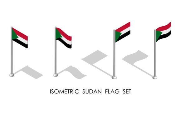 Isometric Flag of Republic of Sudan: A Bold 3D Vector Asset