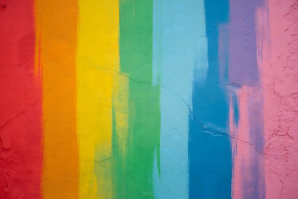 Rainbow Wall Paint Strokes Background: A Canvas for Creativity