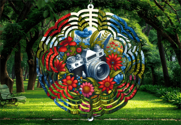 Red Poppy Flower Camera Wind Spinner