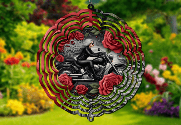 Red Rose Skeleton Rider Wind Spinner: Bold Design Meets Eerie Elegance