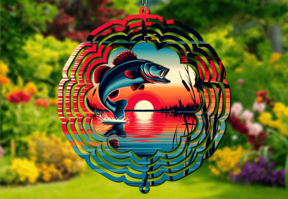 Sunset Fishing Silhouette Wind Spinner: A Design That Moves