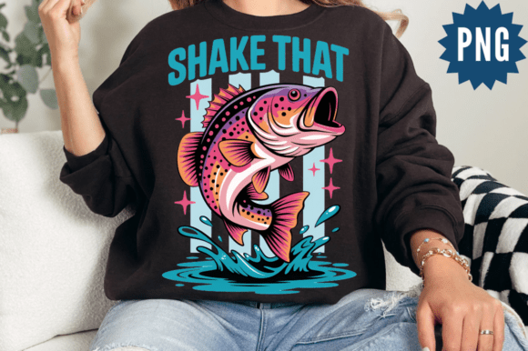 Vibrant Energy: The Colorful Bass Fish Shake That PNG Design