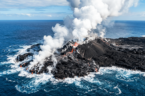 Volcanic Island Ocean Waves Photo: Raw Power for Your Brand